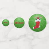 Vrolijk kerstgenoom in Stocking Green Swirls Confetti (Achterkanten)