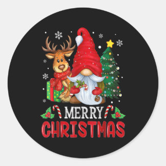 Vrolijk kerstgenoomrendierfamilie komt overeen met ronde sticker