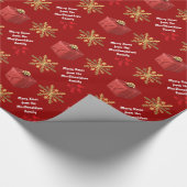 Vrolijk kerstgepersonaliseerd cadeaupapier (Hoek)