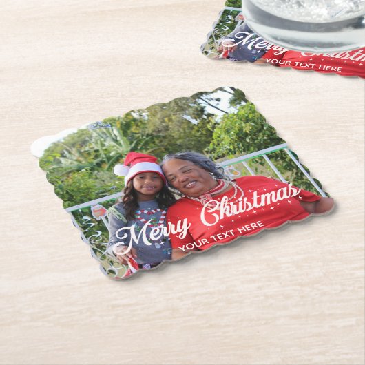 Vrolijk kerstgepersonaliseerd Onderzetter papier (Gebogen)