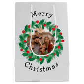 Vrolijk kerstgepersonaliseerde foto medium cadeauzakje (Achterkant)