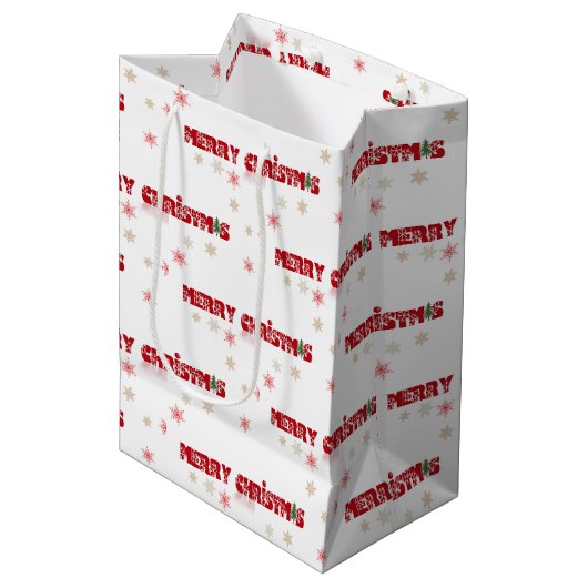 Vrolijk kerstgesprek in het wit medium cadeauzakje (Voorkant Gekanteld)