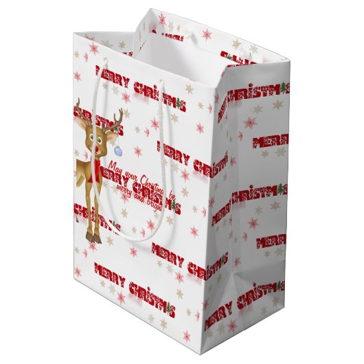 Vrolijk kerstgesprek in het wit medium cadeauzakje (Achterkant Gekanteld)