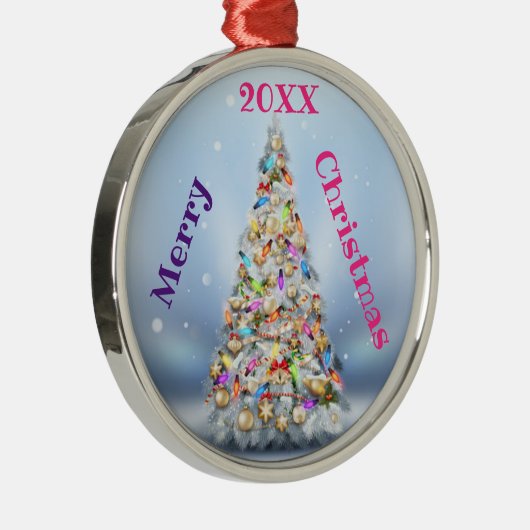 Vrolijk kerstgezin en Eerste Kerstdag Metalen Ornament (Rechts)