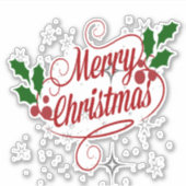 Vrolijk kerstglans en rode tekst sticker (Voorkant)