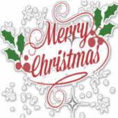 Vrolijk kerstglans en rode tekst sticker (Voorkant)