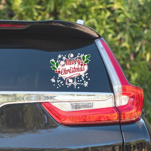 Vrolijk kerstglans en rode tekst sticker (Auto Zijkant)