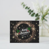 Vrolijk kerstglitter en glanzend design briefkaart (Staand voorkant)