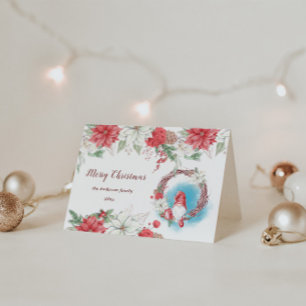 Vrolijk Kerstgnoom Vakantie Bloemen Gevouwen Kaart
