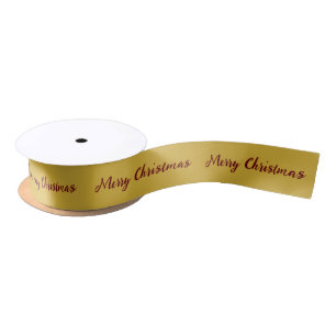 Vrolijk kerstgoud en donkerrood Elegant Script Lint