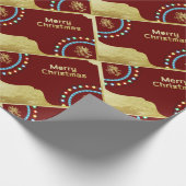 Vrolijk kerstgoud met cellen cadeaupapier (Hoek)