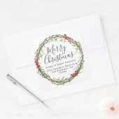 Vrolijk kerstgroen adreslabel vierkante sticker (Envelop)