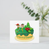 Vrolijk kerstgroen, dansen op een Cake Briefkaart (Staand voorkant)