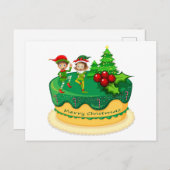 Vrolijk kerstgroen, dansen op een Cake Briefkaart (Voorkant / Achterkant)
