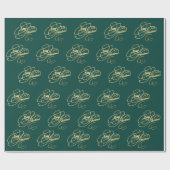 Vrolijk kerstgroen en goud elegant script cadeaupapier (Vlak)