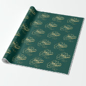 Vrolijk kerstgroen en goud elegant script cadeaupapier (Uitgerold)