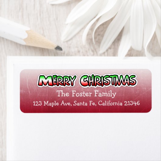 Vrolijk kerstgroen en rood, geblindeerd etiket (Insitu)