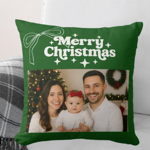 Vrolijk kerstgroen foto boog met de hand getekend kussen