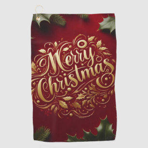 Vrolijk kerstgroen golfhanddoek