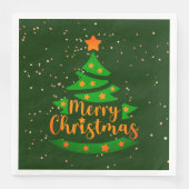 Vrolijk kerstgroen - gouden Oranje sterren Servet (Voorkant)