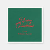 Vrolijk kerstgroen script vakantie servet (Voorkant)