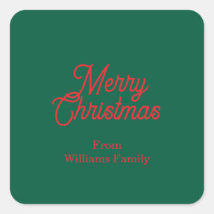 Vrolijk kerstgroen script vakantie vierkante sticker