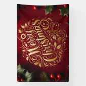 Vrolijk kerstgroen spandoek (Verticaal)