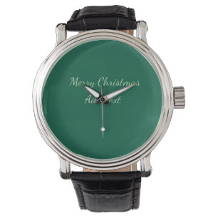 Vrolijk Kerstgroen vlakte solo achtergrond vakanti Horloge