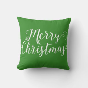 Vrolijk kerstgroen witte kerst kussen