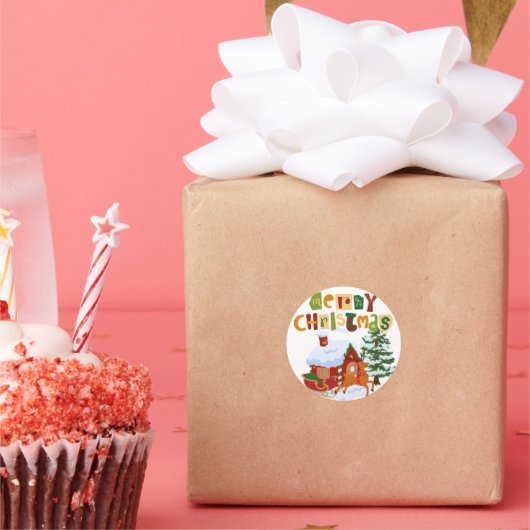 Vrolijk kersthert en slee Stickers (Feest)