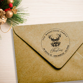 Vrolijk Kersthert retour Adres Rubber Stamp Rubberstempel