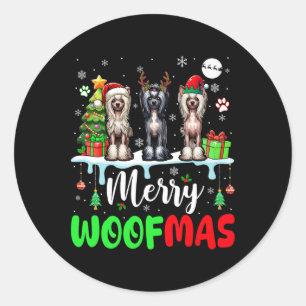 Vrolijk Kersthout Drie Santa Elf Chinese Crest Ronde Sticker