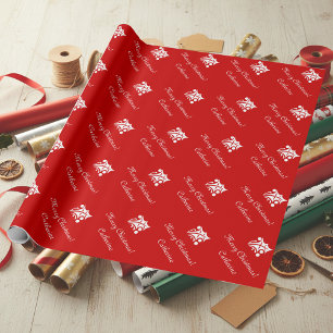 Vrolijk kerstinpakpapier met aangepaste naam. cadeaupapier