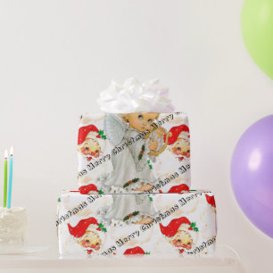 Vrolijk kerstinpakpapier  Santa Angel Cadeaupapier