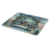 Vrolijk Kerstkalligrafie Blauwe Elf Gouden Decor Snijplank (Hoek)