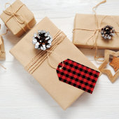 Vrolijk kerstkalligrafie Buffalo Check Cadeaulabel