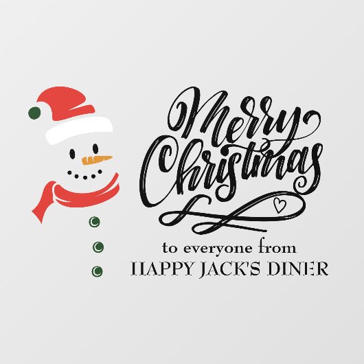 Vrolijk kerstkalligrafie en Snowman Custom Raamsticker (Vel)