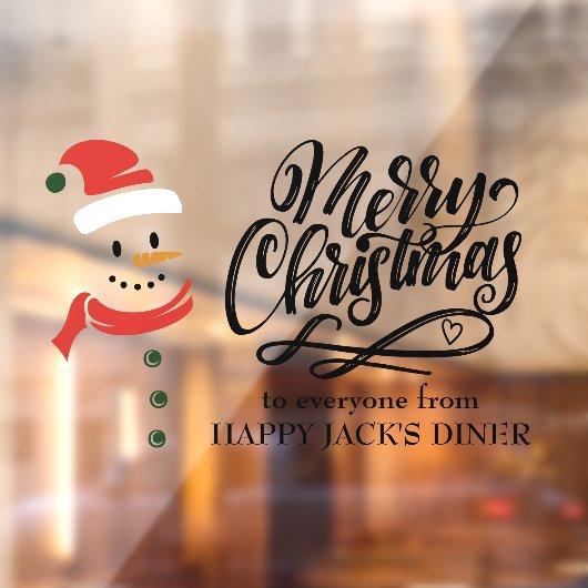 Vrolijk kerstkalligrafie en Snowman Custom Raamsticker (Vel 2)