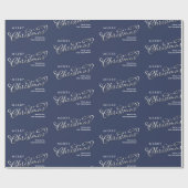 Vrolijk kerstkalligrafie Script Navy Blue Schattig Cadeaupapier (Vlak)
