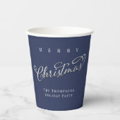 Vrolijk kerstkalligrafie Script Navy Blue Schattig Papieren Bekers (Voorkant)
