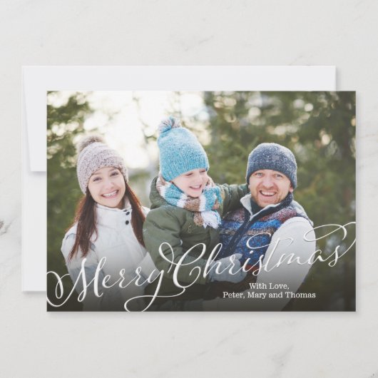 Vrolijk kerstkalligrafie Script rood gestreept Feestdagenkaart (Voorkant)