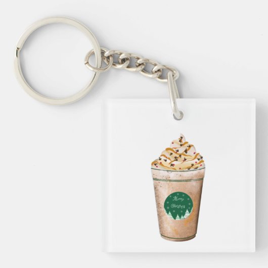 Vrolijk kerstkaramel drizzled-latte sleutelhanger (voorkant)
