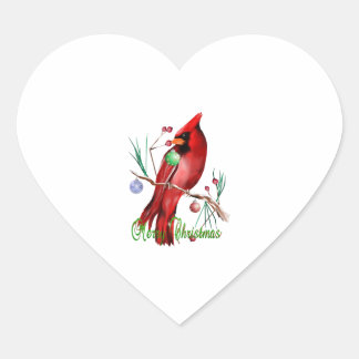 Vrolijk kerstkardinaal hart sticker