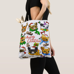Vrolijk kerstkatten draagtas