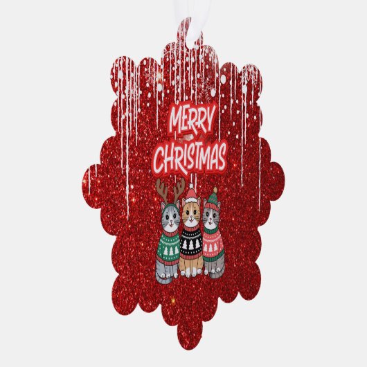 Vrolijk kerstkatten ornament kaart (Rechts)