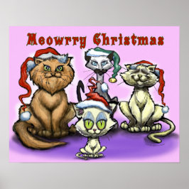 Vrolijk kerstkatten poster