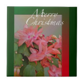 Vrolijk kerstkerstcadeaubloemen tegeltje (Voorkant)