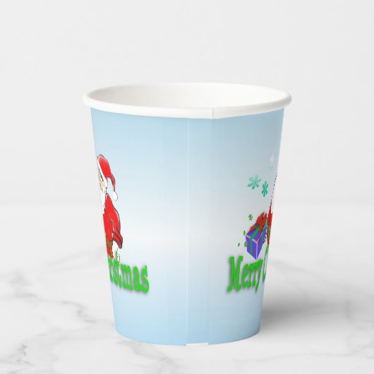 Vrolijk kerstkerstkerstbekertje met cadeaupapierbe papieren bekers (Rechts)