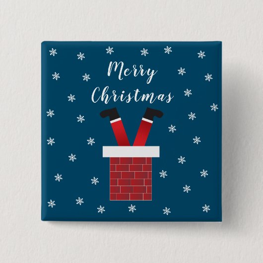 Vrolijk kerstkerstkerstcadeautje in een schoorstee vierkante button 5,1 cm (Voorkant)