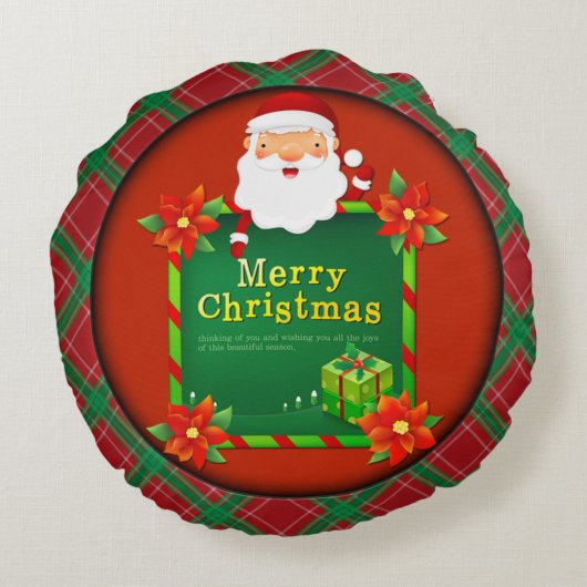 Vrolijk kerstkerstkerstkerstkerstkerstkerstkerstke rond kussen (Achterkant)